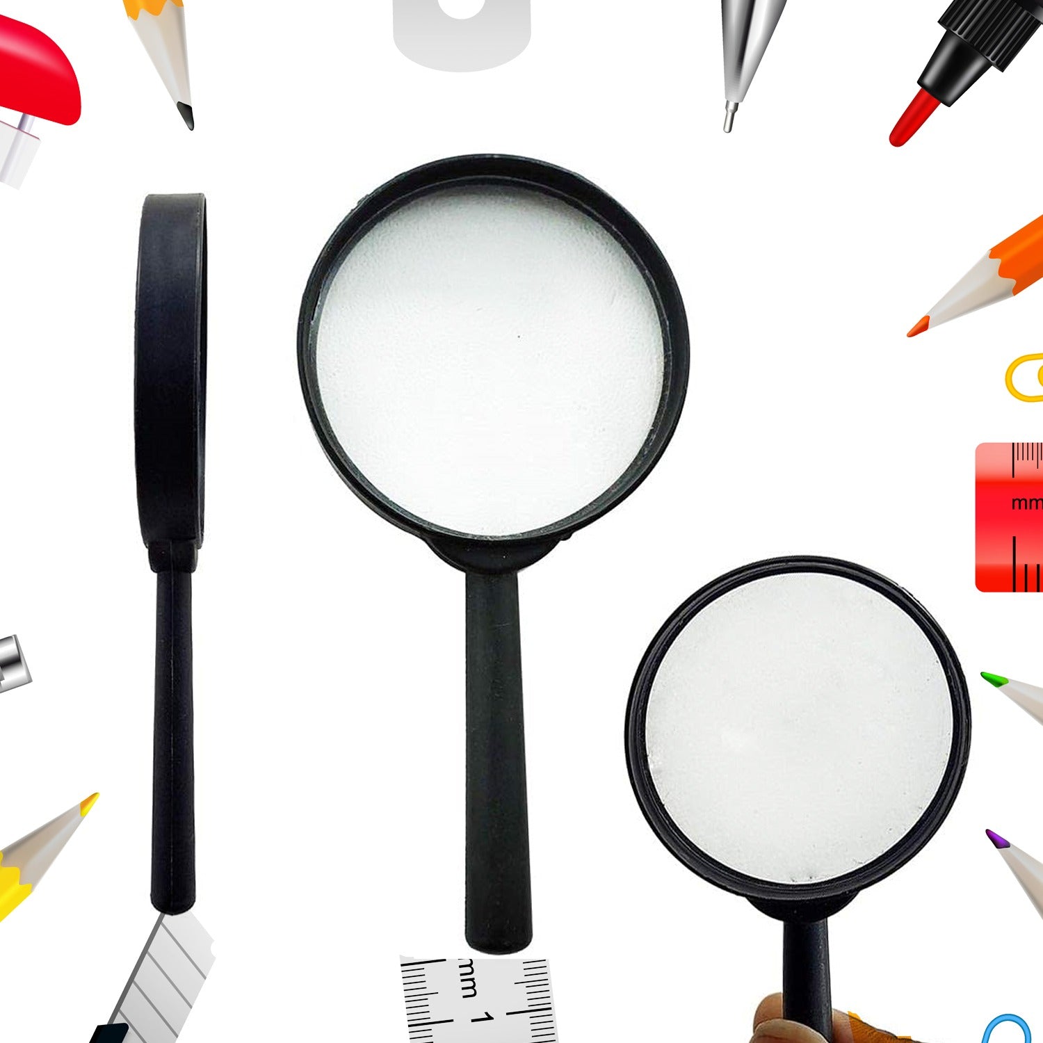 9145 Magnifying glass Lens - reading aid made of glass - real glass magnifying glass that can be used on both sides - glass breakage-proof magnifying glass, Protect Eyes, 90mm & 60mm (2pc Set) 9145 Magnifying glass Lens - reading aid made of glass - real glass magnifying glass that can be used on both sides - glass breakage-proof magnifying glass, Protect Eyes, 90mm & 60mm (2pc Set)
